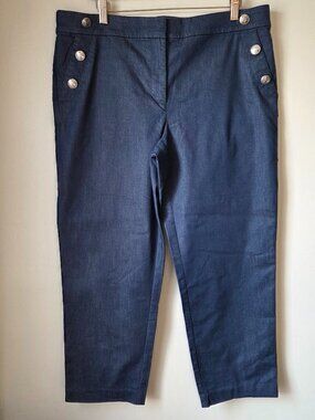 EUC LIKE NEW LOFT THE RIVIERA SLIM PANTS BUTTON ACCENT SIZE 12 WOMENS